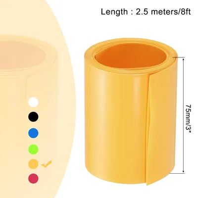 Produktbild von 2,5m L?nge PVC Schrumpfschlauch 47mm ID, 75mm Flachbreite Isolierschlauch Wasserdicht Schutzschlauch, Verh?ltnis 2:1 Schrumpfschl?uche fš¹r 18650 21700 AA AAA Batterien, Gelb
