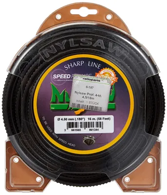 Produktbild von Mähfaden NYLSAW 4,5mm 16m Trimmerfaden 4-Kant gezahnt Nylonfaden, Schwarz
