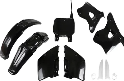 Immagine prodotto di Kit carenatura UFO PLAST, set da 9 pezzi in plastica con protezione forcella per Kawasaki KX 125 / 250 cc, anni di produzione 1996 - 1998, colore: nero