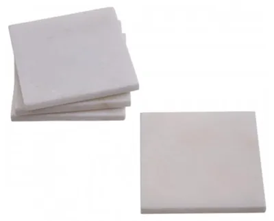 Productafbeelding van Omgoods - Set van 4 Witte Marmeren Onderzetters 10x10cm