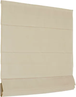 A beige Roman blind is shown against a white background.