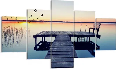 Produktbild von Bild auf Leinwand - Leinwandbild - See Brücke - 125x70cm - Wand Bild - Wanddeko - Wandbilder - Leinwanddruck - Bilder - Kunstdruck - Wanddekoration - Leinwand bilder - Wandkunst - EA125x70-3698
