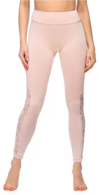 Image de Leggings longs pour femme Merry Style avec dentelle MS10-309 (rose poudré, S)