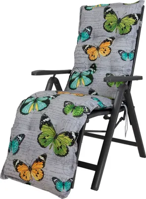 Produktbild von Auflage Relaxliege Bali 2467 hellgrau Schmetterlinge 168x50x8 cm KETTtex