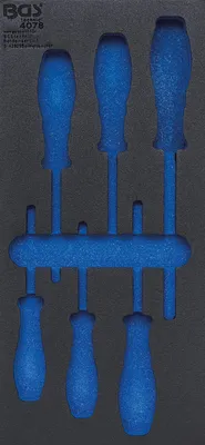 Produktbild von BGS 4078-1 1/3 Werkstattwageneinlage, leer für: T-Profil-Schraubendreher, T15-T40, 6-tlg.