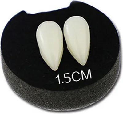 Produktbild von 2pcs gefälschte leuchtende Vampirzähne Zähne Zahnersatz Halloween Cosplay Party Gefälligkeiten-Größen:1.5cm