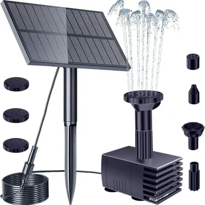 Produktbild von Solar Teichbrunnen Gartenbrunnen Springbrunnen - Solarbetrieben - 6 Düsen - Für draußen