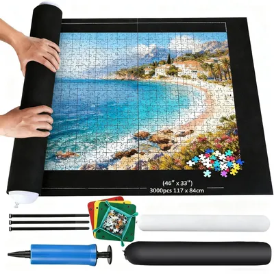 Immagine prodotto di Tappetino in gomma arrotolabile per puzzle, con funzione di conservazione, per 3000 pezzi, colore nero