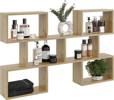 Produktbild von Modernes Wandregal Eiche Artisan – hängendes Wandboard Holz – Loft Regal Bücherregal – Design Wandregal für Wohnzimmer & Büro