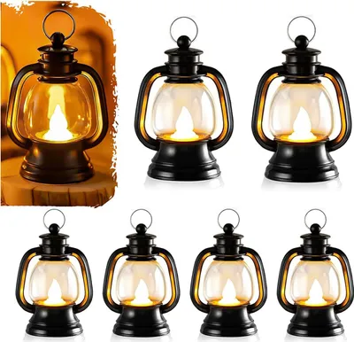 Produktbild von 6er Set LED Mini Laterne, Schwarz Weihnachtslaterne, Weihnachtsdekoration & Party Deko