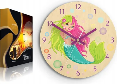 Produktbild von ModernClock, wanduhr, Wanduhr für Kinder Meerjungfrau, Silent Wanduhr, 30cm