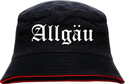 Produktbild von Allgäu Anglerhut - Altdeutsche Schrift - Schwarz-Roter Fischerhut S/M SchwarzRot