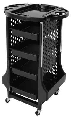 Image de Chariot de coiffure - Chariot de rangement pour salon à 5 étages - Plastique PP - 52 × 44 × 79 cm - Capacité de charge : 30 kg - Noir