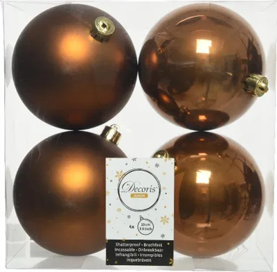 Produktbild von Weihnachtskugeln Kunststoff 10cm 4er Set - Zimt