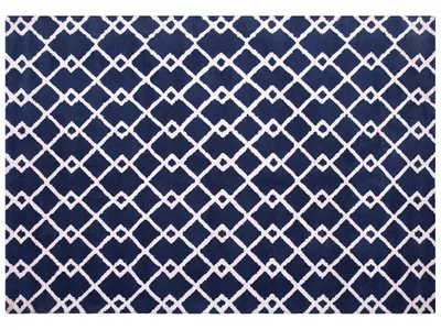 Obrázek produktu pro BELIANI Tmavomodrý koberec 160 x 230 cm ručně tkaný geometrický vzor v ložnici v obývacím pokoji