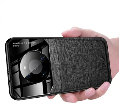 Produktbild von Huawei Mate 40 Pro Hülle, TPU Stossfest Anti-rutsch Leder Glas Len Hybrid Schutzhülle für Huawei Mate 40 Pro Schwarz