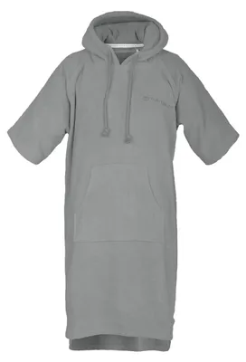 Produktbild von TOM TAILOR Surf Poncho für Damen und Herren, L-XL, 100% Baumwolle/ Frottier, Badeponcho mit Kapuze, Bauchtasche und Logostickerei, Grau (Moody Grey)