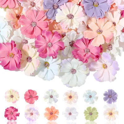 Image de Fleurs artificielles, 60 fleurs en soie colorées, pour la décoration créative