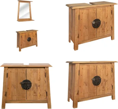 Produktbild von vidaXL Badmöbel Set Massivholz Kiefer - Badmöbel Set - Badmöbel Sets - Badmöbel - Badezimmergarnitur