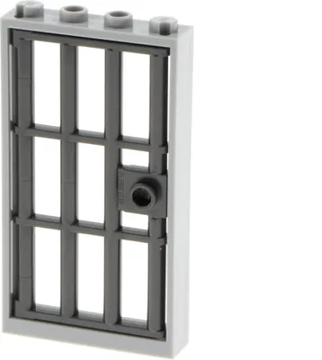 Produktbild von 1x Lego Tür Rahmen 1x4x6 neu-hell grau Gitter dunkel perl grau 60621 60596