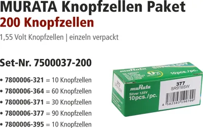 Produktbild von MURATA Aktionspakete, 321, 364, 371, 377, 395 sortiert