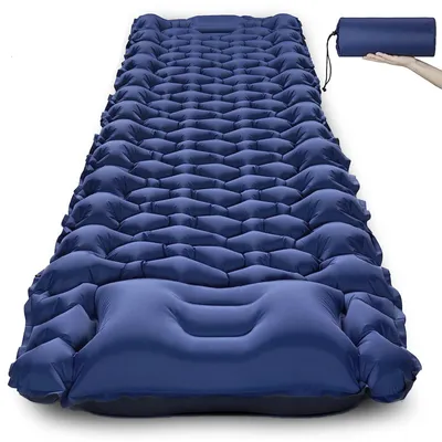 Produktbild von 6 cm Camping‑Schlafmatte mit integrierter Fußpumpe, aufblasbare Isomatte 193×60×6 cm, ultraleichte wasserdichte Luftmatratze für Outdoor