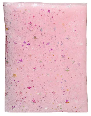 Productafbeelding van Roze Tüllstof met Sterren en Glitters 155 x 100 cm