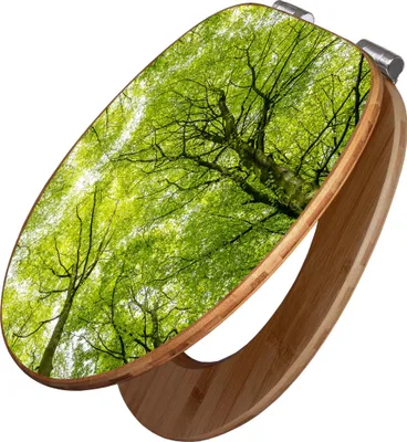 Produktbild von banjado Design WC Sitz Bambus Absenkautomatik -Zwischen Bäumen - Toilettendeckel mit Absenkautomatik Holz/hochwertiger Bambus Klodeckel/WC-Sitz für alle gängigen Toiletten [TDB2 12873]
