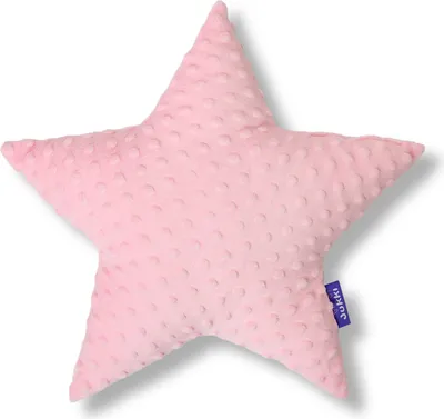 JUKKI® DekoKissen für Kinderzimmer  STERN [Hell-Pink] 40cm Plüsch MINKY Kopfkissen für Kinder Kuschelkissen Plüschkissen