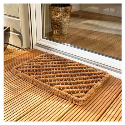 Produktbild von Fußmatte aus Kokosfaser - Schmutzfangmatte wetterfest - strapazierfähiger Fußabstreifer Streifen 40x60 cm