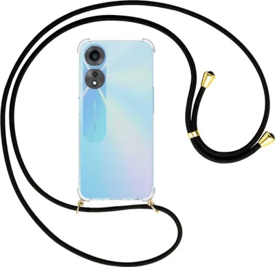 Produktbild von Handykette Backcover-Schutzhülle mit Band (Metall goldfarben) für Oppo A58 5G, Oppo A78 5G (6.56'') - schwarz