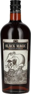 A bottle of Black Magic Black Spiced rum.