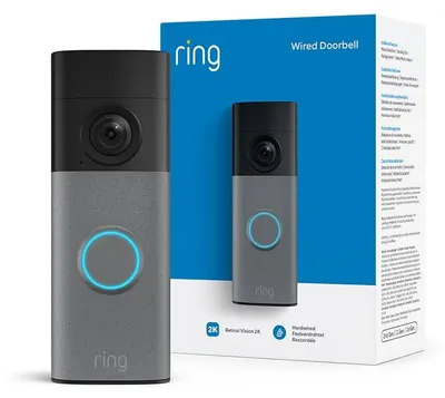 Obrázek produktu pro Ring Wired Video Doorbell 2nd gen, Černá, Šedá, Domácí, Kancelář, 140°, 140°, 140°, Bezdrátový
