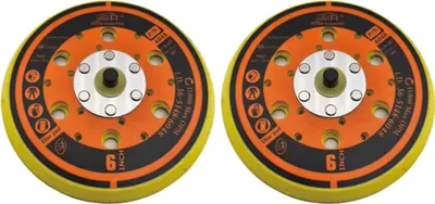 Produktbild von 2x Trade-Shop Ø150mm Klett Schleifteller Stützteller Haftteller kompatibel mit Mirka 916GV48 Backup Pad, 5/16 x 24 Gewinde, hart, 48-Loch