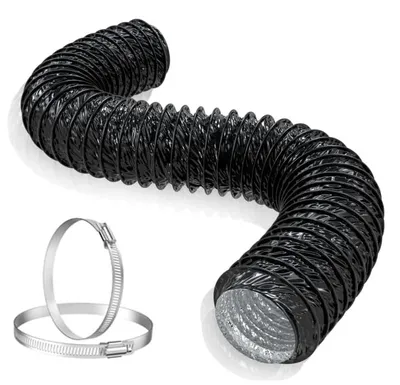 Flexibler PVC-Schlauch 150 mm, 2,5 m, mit Schellen, hitzebeständig