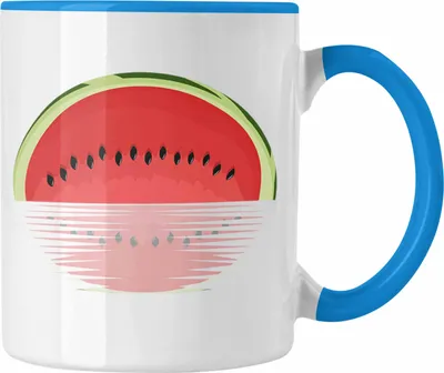 Produktbild von Trendation - Melone Grafik Tasse Geschenk Sommer Geschenkidee Melonen-Liebhaber See Spiegel (Blau)