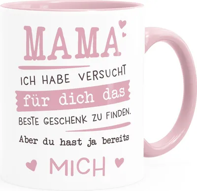 Produktbild von SpecialMe® Kaffee-Tasse Mama ich habe versucht für dich das beste Geschenk zu finden Geburtstag Muttertag Weihnachten Weiss-innen-rosa standard