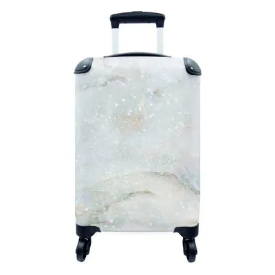 Produktbild von MuchoWow® Koffer Handgepäck Trolley Rollkoffer Kleine Reisekoffer mit 4 Rollen - Marmor - Glitter - Grün - Cabin Size < 55x40x23 cm & 55x40x20 cm - Fotokoffer - Kabinenkoffer - Boardgepäck - Reise-Box - Reisekoffer - Reisegepäck - Koffer mit Bild - Trolley für Kinder
