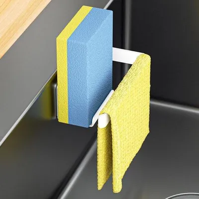 Productafbeelding van Sponshouder Gootsteen - Vaatdoekhouder Keuken - Keuken Organiseren - Zelfklevend Ontwerp - 7 x 15 cm - Wit