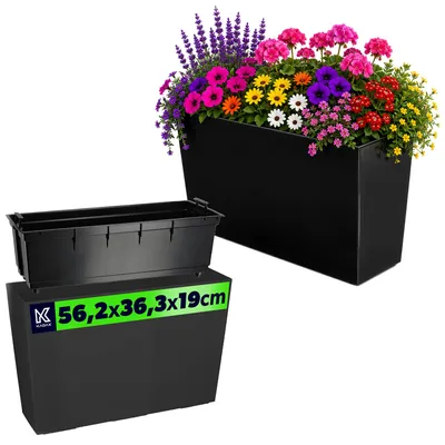 Produktbild von KADAX Blumentopf, Blumenständer + Einsatz 19x56 Schwarz Glanz