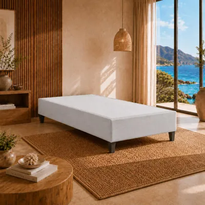 Produktbild von Best For Home Boxspringrahmen 80 x 200 | Gepolsterter Bettrahmen mit Matratze | Langlebiges Hotelbett mit 12 cm hohen Holzfüßen | Wasserdichtes Einzelbettgestell, KI-generiertes Bild