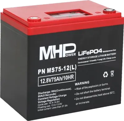 Obrázek produktu pro MHPower MS75-12(L) Lithium baterie LiFePO4 12V/75Ah, Terminál LC5 - M8; MS75-12(L)