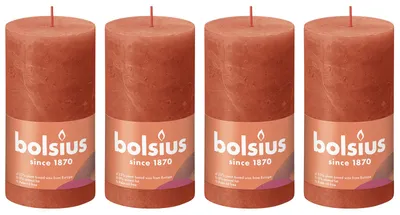 Image de lot de 4 bougies - hauteur 13 cm - diamètre 6,8 cm - Rustique - Orange d'automne