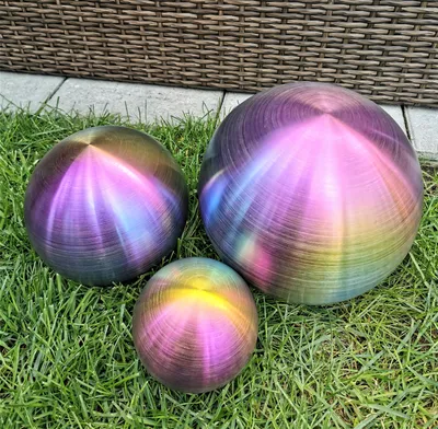 Produktbild von 3er Set Dekorationskugel 20-15-10 cm rainbow Edelstahl matt gebürstet Dekokugel