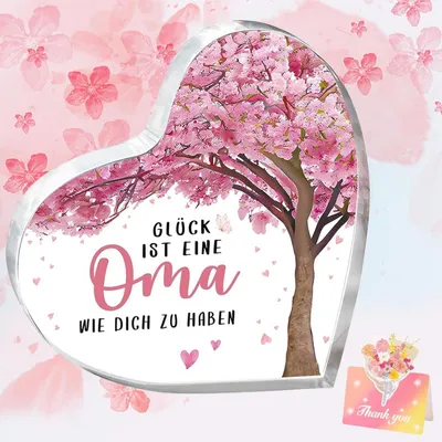 Immagine prodotto di Decorazione per la casa a forma di cuore, realizzata in acrilico, con biglietto di auguri – regalo per la nonna