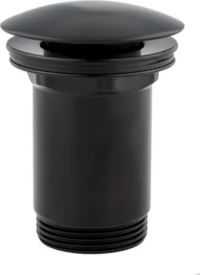 Produktbild von Waschtisch-Ablaufventil, rund,  1"1/4 Click-Clack, schwarz matt, mit Überlauf