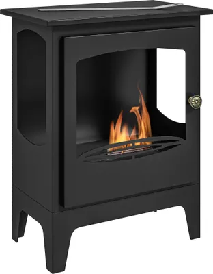 Image de HOMCOM Cheminée à l'éthanol bioéthanol sur pieds style contemporain avec réservoir 1,2L, environ 3h de durée de combustion couverture 20 à 25 m² 39 x 26 x 54 cm noir