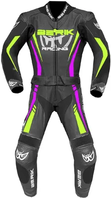 Produktbild von Berik Monles 2-Teiler Damen Motorrad Lederkombi, schwarz/pink/gelb, 50