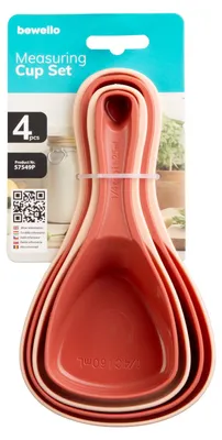Produktbild von Bewello - Messlöffel-Set 4-teilig - 60 bis 250 ml - Kunststoff - Stapelbar - Pfirsichfarben - 4 Stück / Packung 1 Stück [57549P]