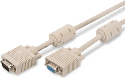 Produktbild von Digitus VGA-Monitor-Verlängerungskabel, 1,8 m, VGA (D-Sub), VGA (D-Sub), Beige, Nickel, Kupfer